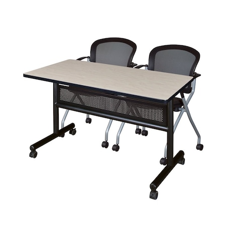 Kobe Rectangle FlipTop Table, 48" W, 29" H, Laminate Top, Maple MKFTM4824PL23BK